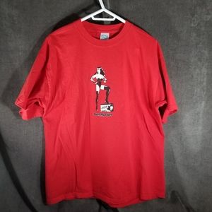Molson Canadian "BrewMaster" Pinup Dominatrix Humourous Red Graphic Tee VG XL